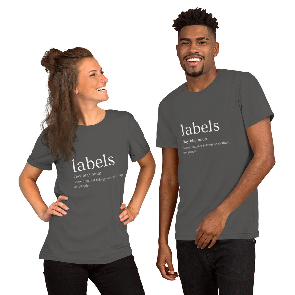 "Labels (noun) Definition" - Adult T-Shirt