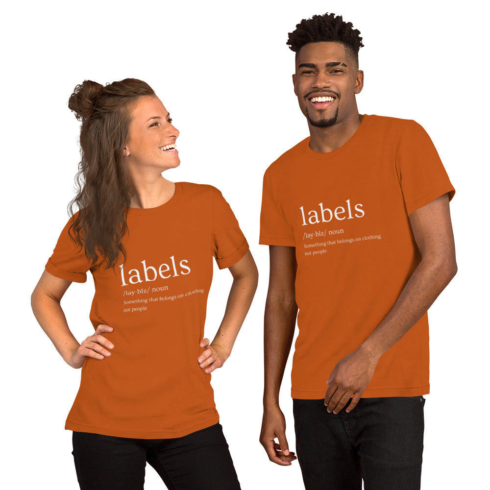 "Labels (noun) Definition" - Adult T-Shirt