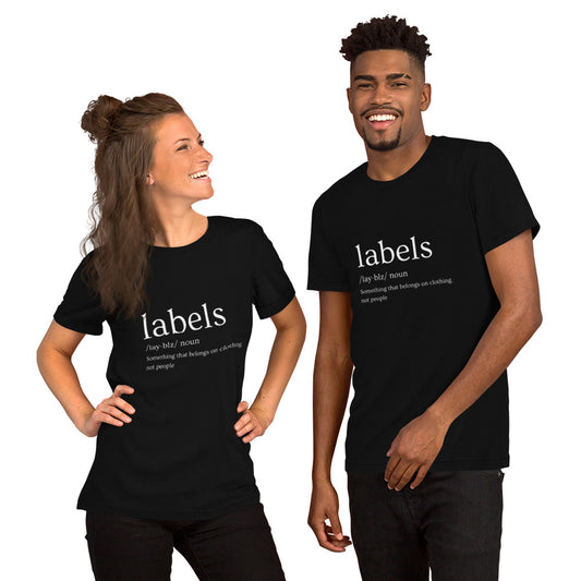 "Labels (noun) Definition" - Adult T-Shirt