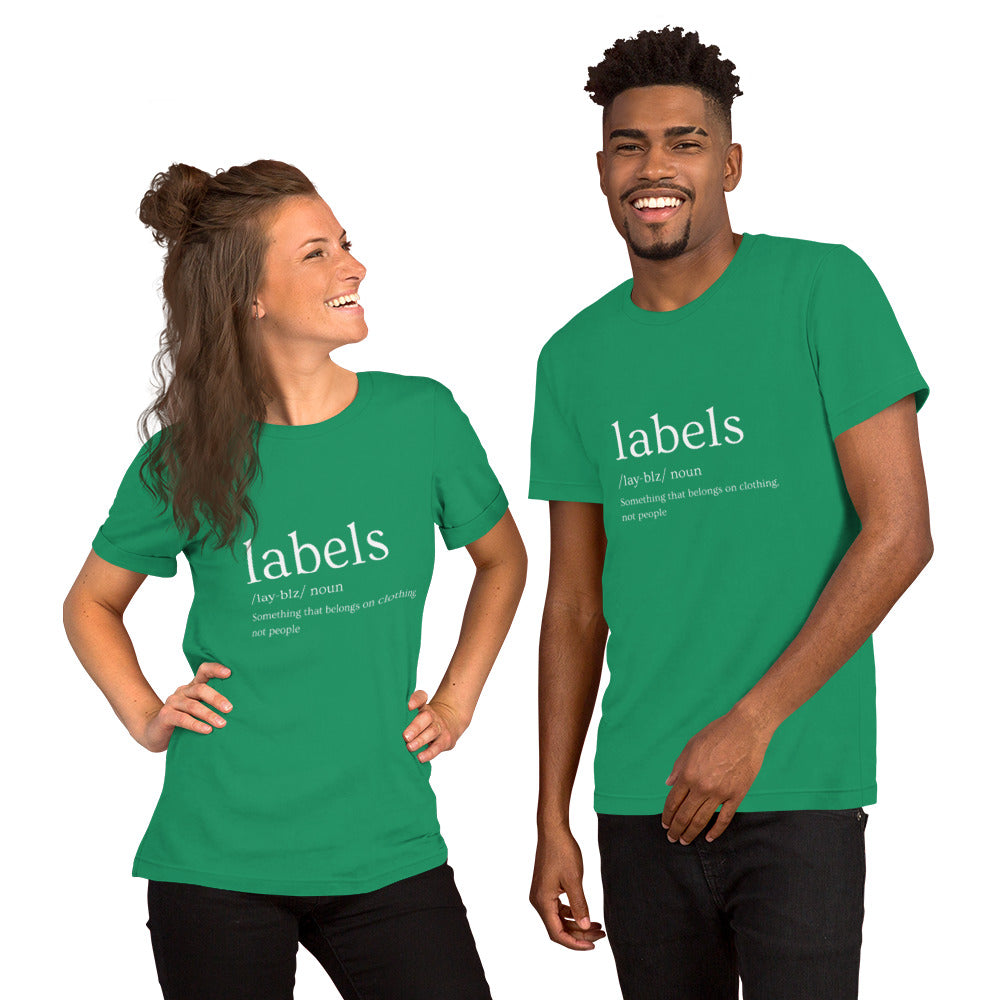 "Labels (noun) Definition" - Adult T-Shirt