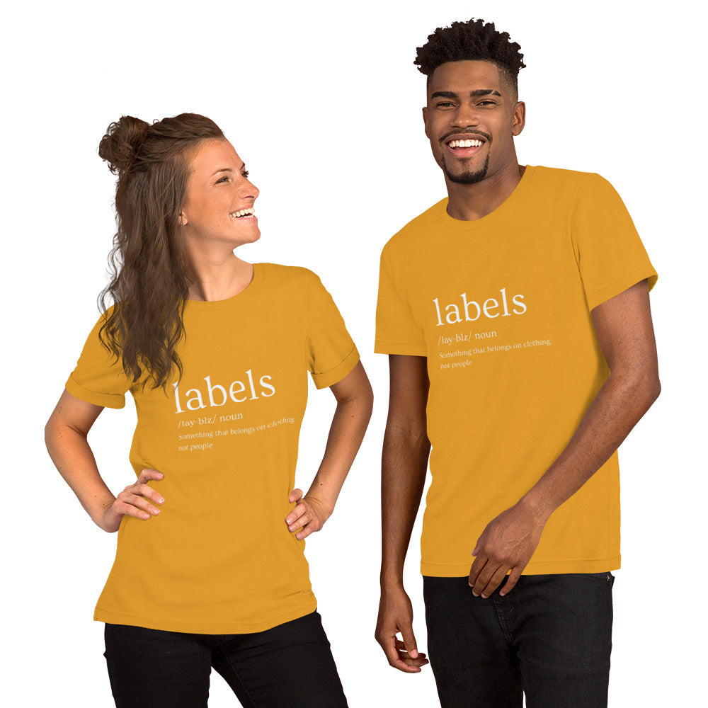 "Labels (noun) Definition" - Adult T-Shirt