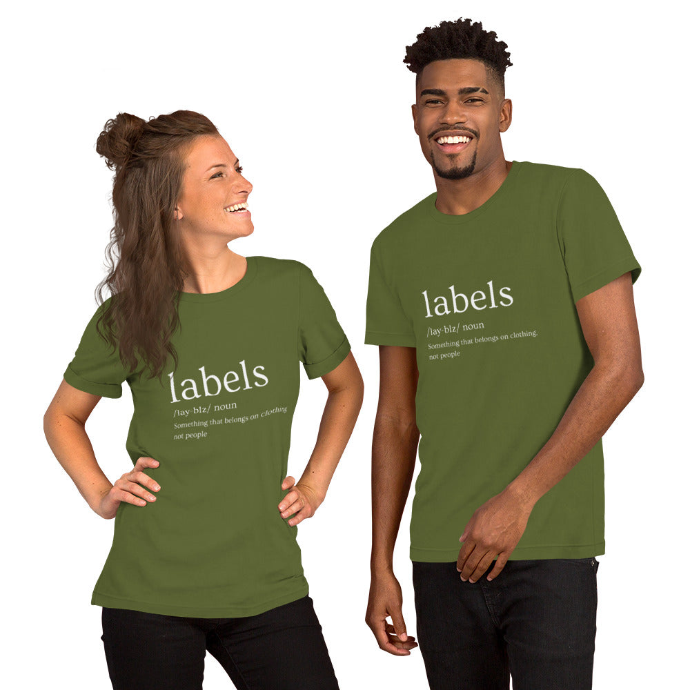 "Labels (noun) Definition" - Adult T-Shirt